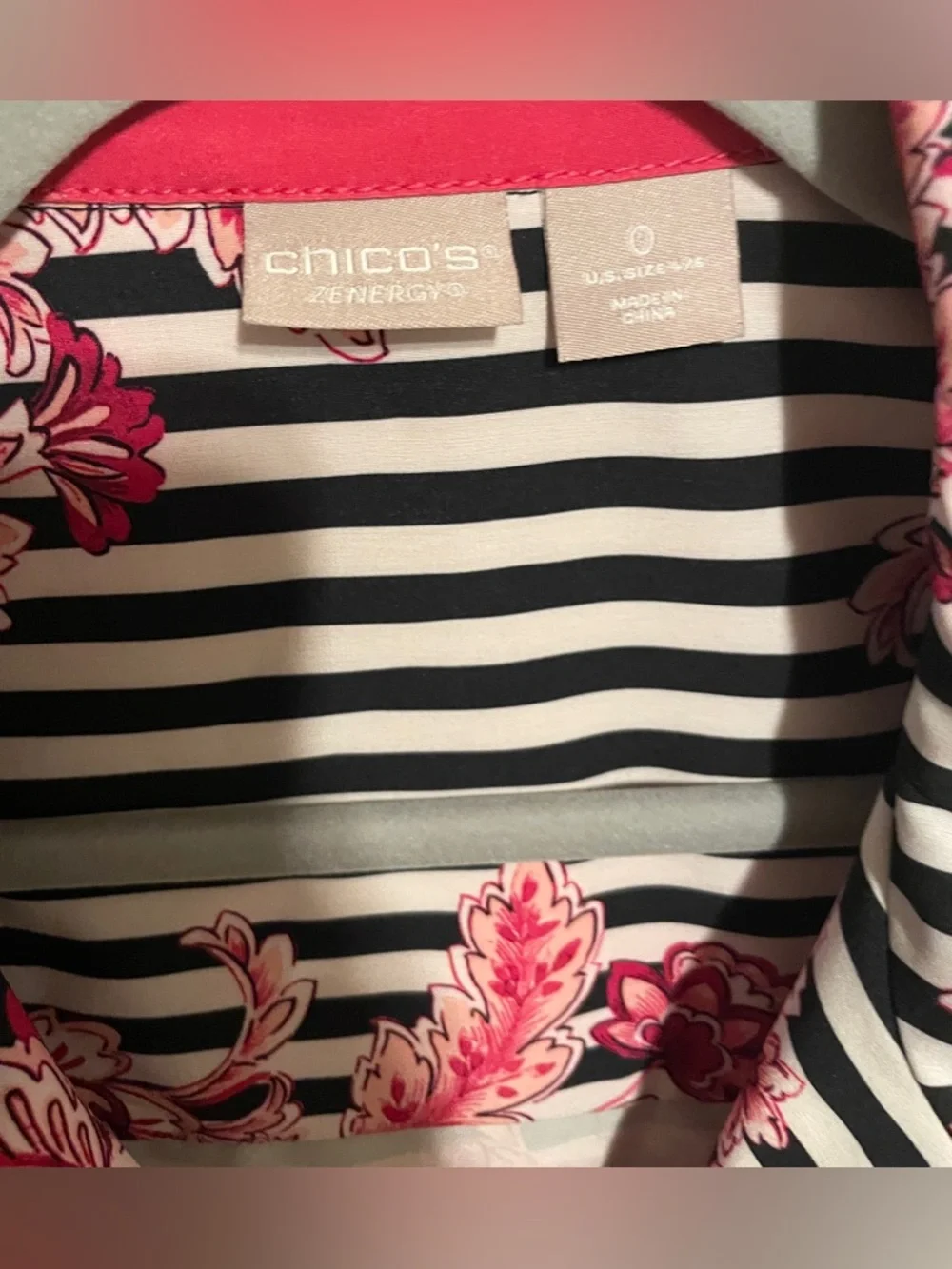 Zenergy By Chico's women's rain jacket Floral with stripes - Picture 4 of 4
